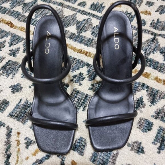 Aldo Black Strappy Heels - Picture 2 of 7